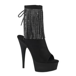 Pleaser Womens Ankle Boots DELIGHT- 1018RSF BIk Faux Suede/Blk Matte SZ 10